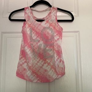 Children’s Place Pink Tie Dye Rhinestone “LOVE” Tank Top | Size L 10-12 (kids)
